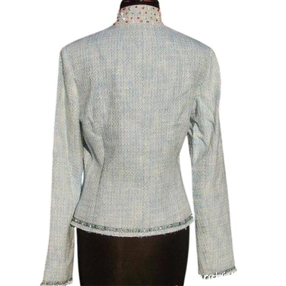 Cache Boucle Tweed Top Jacket Lined Embellished Beads Sequins Stones $198 NWT - Picture 2 of 8